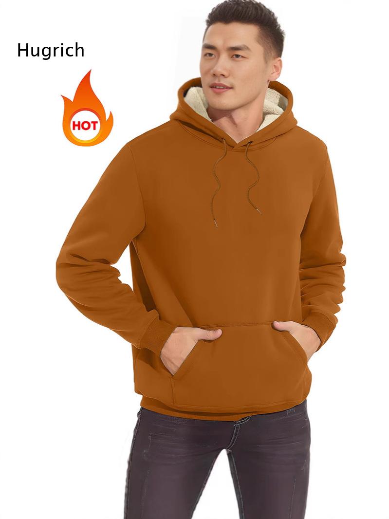 Sherpa Hoodie Fleece - เสื้อฮู้ดดี้บุขนเชอร์ปาสำหรับผู้ชาย มีเชือกผูก กระเป๋าหน้าอก ทรงคังการู สีเทาเข้ม ผ้าฟลีซ