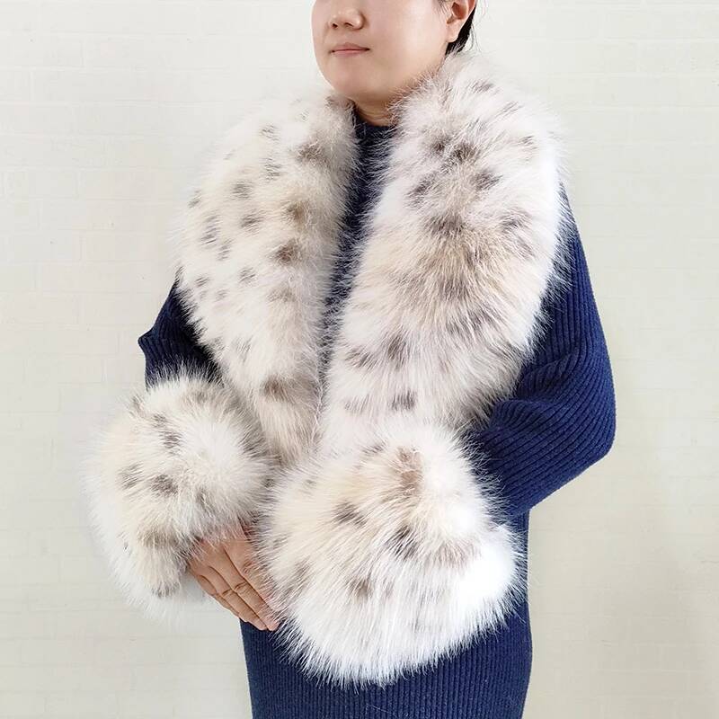 Shawl Wrap Winter - ผ้าพันคอขนเฟอร์เทียมลายสุนัขจิ้งจอกสำหรับผู้หญิงไซส์ใหญ่ แจ็คเก็ตฤดูหนาว ผ้าคลุมไหล่ขนฟูอุ่นๆ แฟชั่น ชุดปกและปลายแขนเสื้อขนเฟอร์เทียม ผ้าพันคอขนฟูสำหรับผู้หญิง