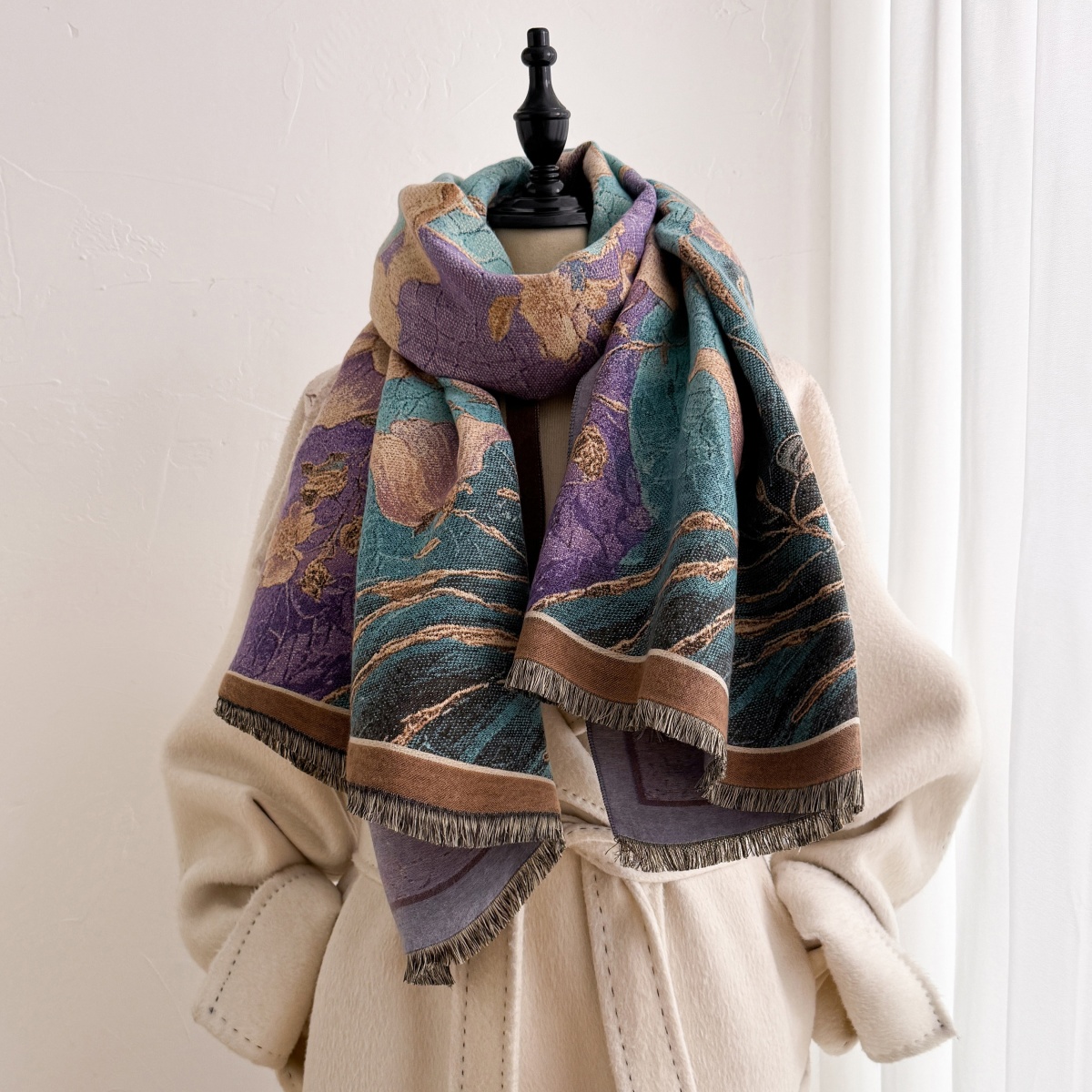 Cashmere Pashmina Wrap - ผ้าพันคอผู้หญิง ผ้าแคชเมียร์ ผ้าคลุมศีรษะ ฮิญาบ ผ้าพัชมินา ผ้าคลุมไหล่