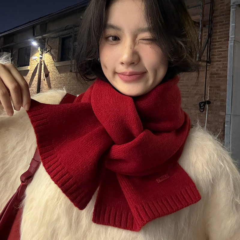 Wool Scarf Men - ผ้าพันคอขนสัตว์แท้ 100% สีพื้น สำหรับฤดูหนาว นุ่ม อุ่น