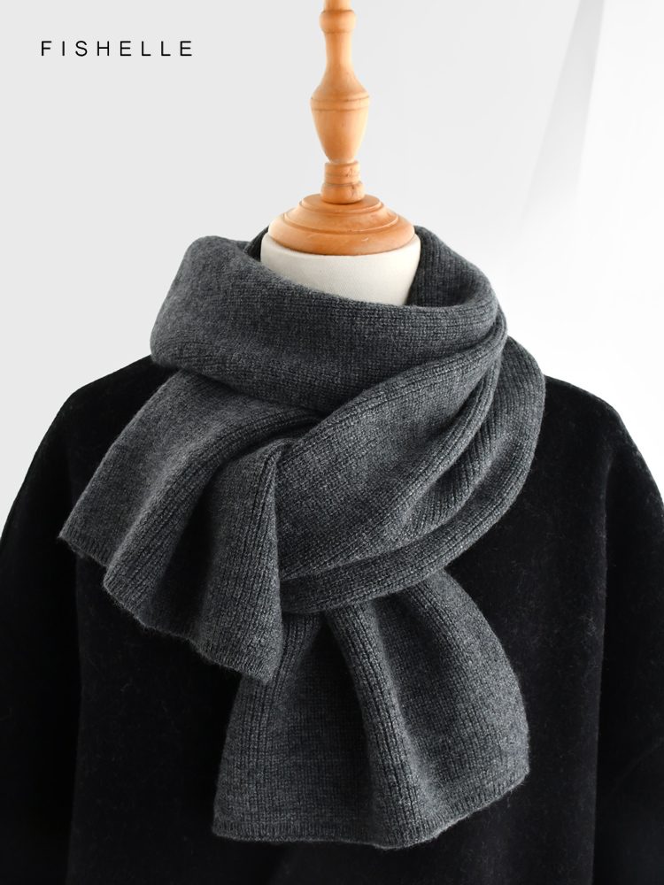 สีเทาสีทึบผ้าพันคอผ้าพันคอฤดูห - Wool Scarf Men บทวิจารณ์และราคา